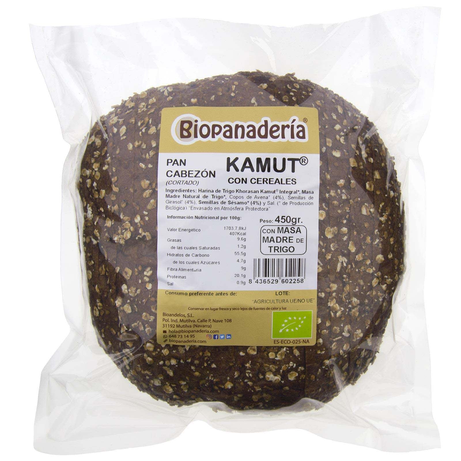 Pan Cabezón de Trigo Khorasan Kamut® Integral con Cereales 450g (sin cortar)