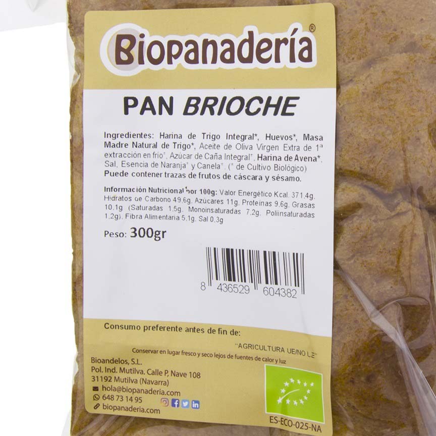 Pan Brioche de Trigo 300g Ecológico de Elaboración Artesanal