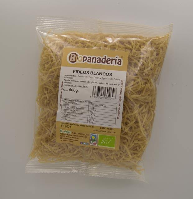 Fideos Blancos Ecológicos 500 g Pasta Bioandelos 