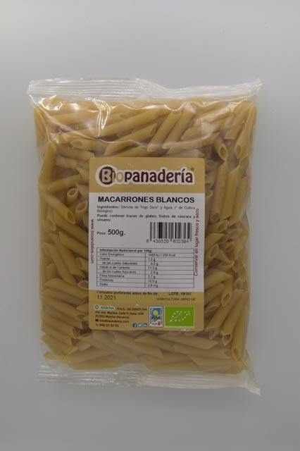 Macarrones Blancos Ecológicos 500 g Pasta Bioandelos 