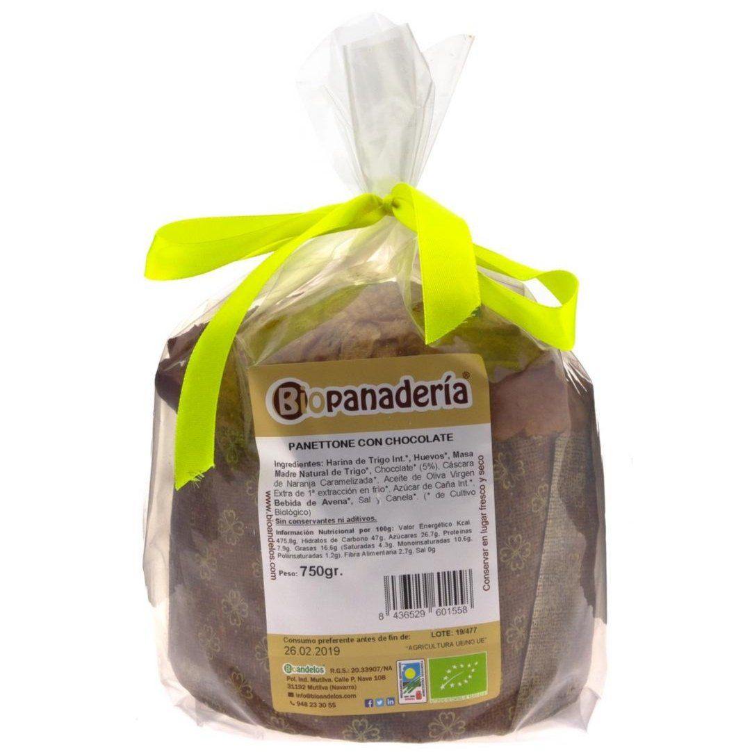 Panettone con Chocolate Ecológico de Elaboración Artesanal 750g Navidad Bioandelos 