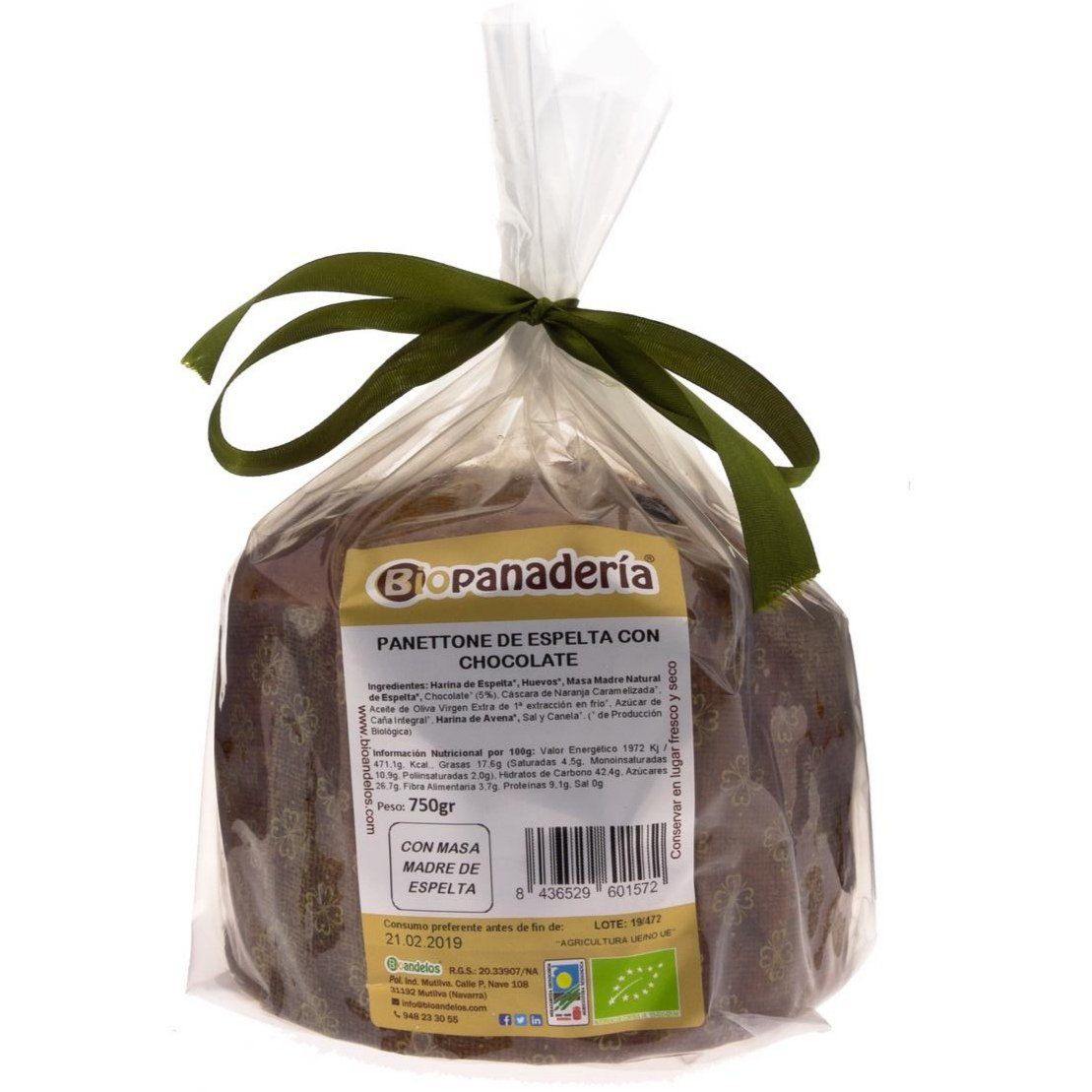 Panettone de Espelta con Chocolate Ecológico de Elaboración Artesanal 750g Navidad Bioandelos 